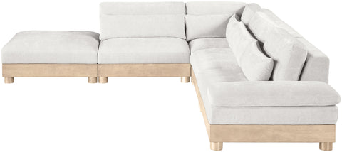 Kira 127.75" Cream Chenille Fabric Upholstered Modular Sectional, 5-Piece (Style 2)