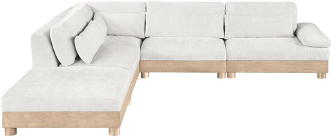 Kira 127.75" Cream Chenille Fabric Upholstered Modular Sectional, 5-Piece (Style 2)