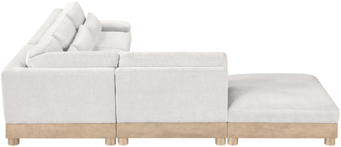 Kira 127.75" Cream Chenille Fabric Upholstered Modular Sectional, 5-Piece (Style 2)