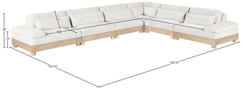 Kira 167.75" Cream Chenille Fabric Upholstered Modular Sectional, 6-Piece