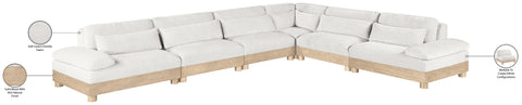 Kira 167.75" Cream Chenille Fabric Upholstered Modular Sectional, 6-Piece