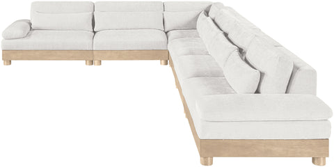 Kira 167.75" Cream Chenille Fabric Upholstered Modular Sectional, 6-Piece