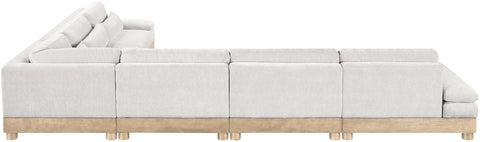 Kira 167.75" Cream Chenille Fabric Upholstered Modular Sectional, 6-Piece