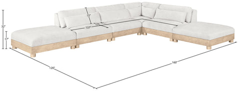 Kira 160" Cream Chenille Fabric Upholstered Modular Sectional, 6-Piece