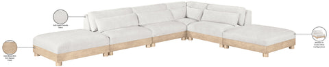 Kira 160" Cream Chenille Fabric Upholstered Modular Sectional, 6-Piece