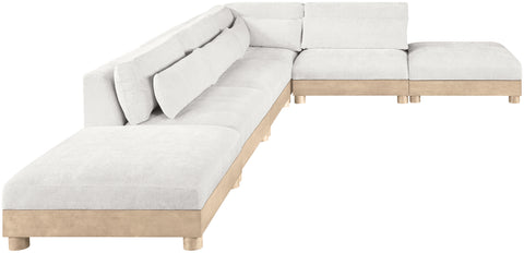Kira 160" Cream Chenille Fabric Upholstered Modular Sectional, 6-Piece