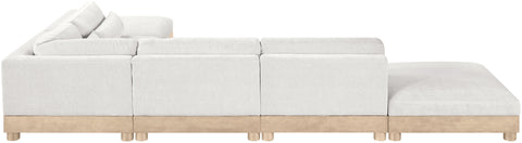 Kira 160" Cream Chenille Fabric Upholstered Modular Sectional, 6-Piece