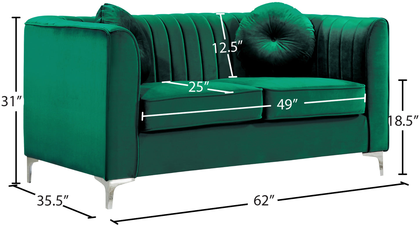 armani green velvet loveseat l