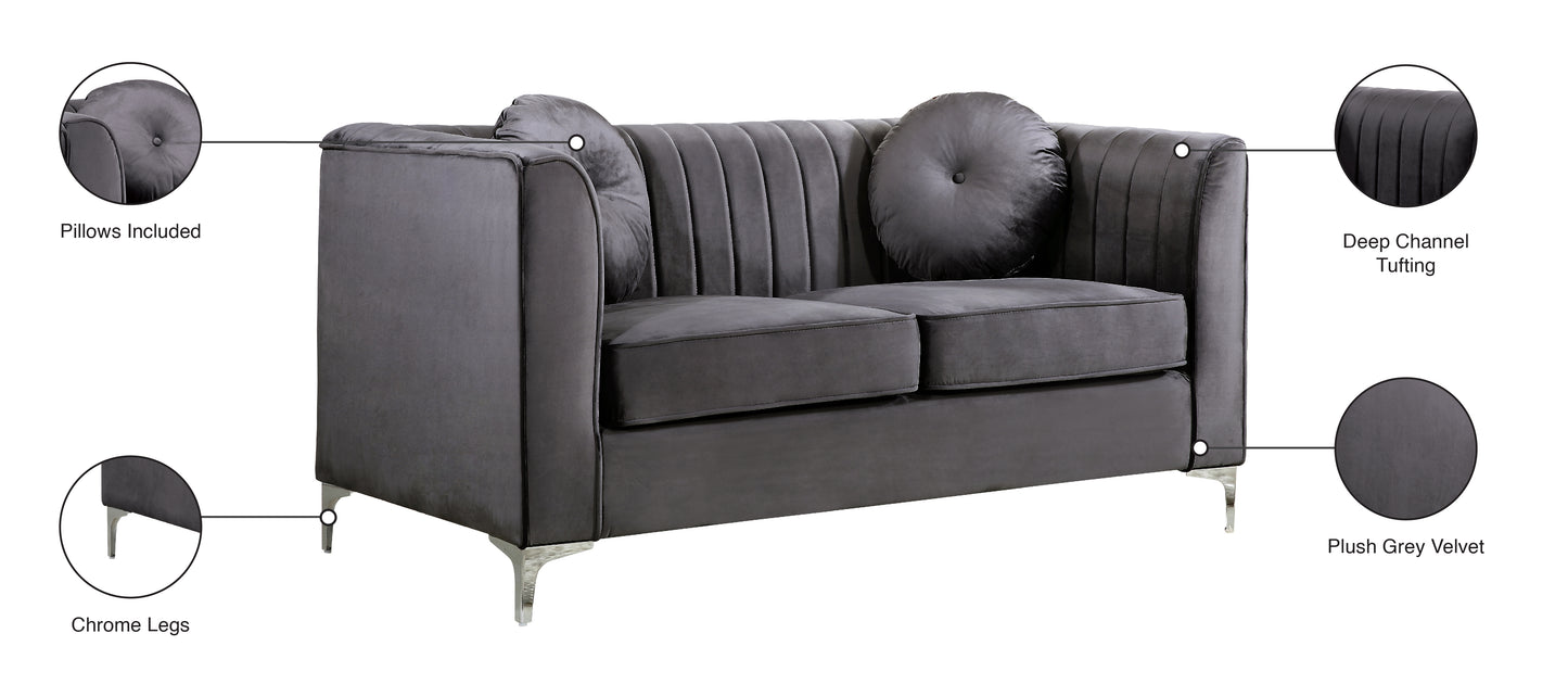 armani grey velvet loveseat l