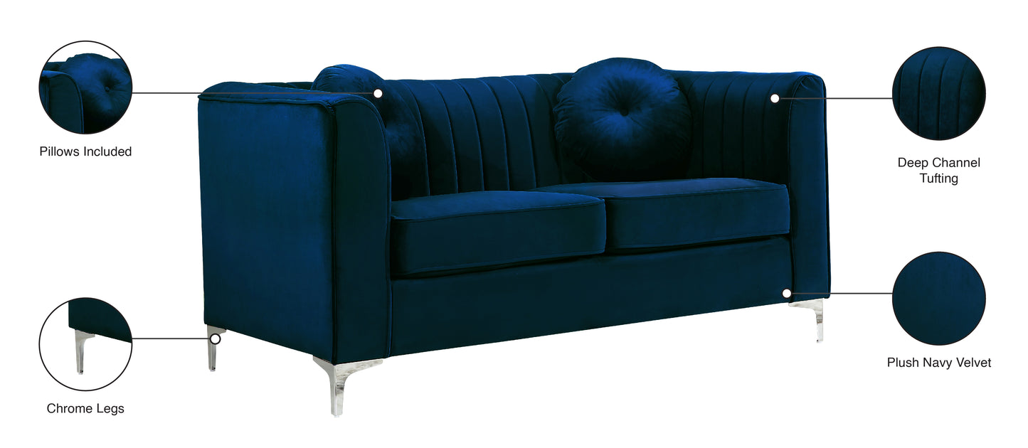 armani navy velvet loveseat l