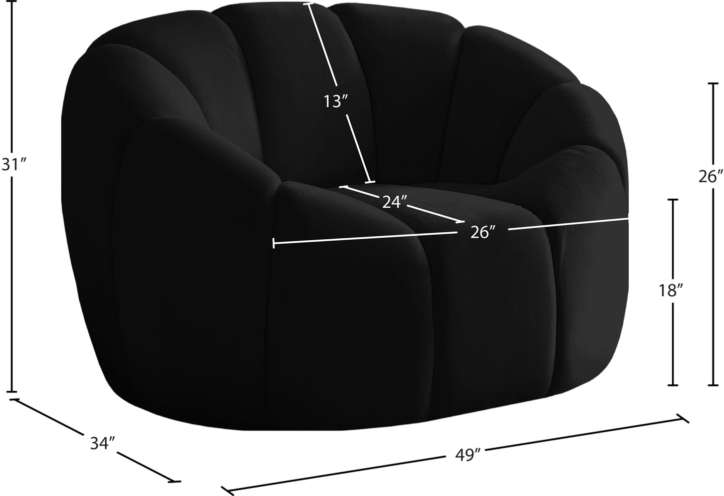 marcello black velvet chair c