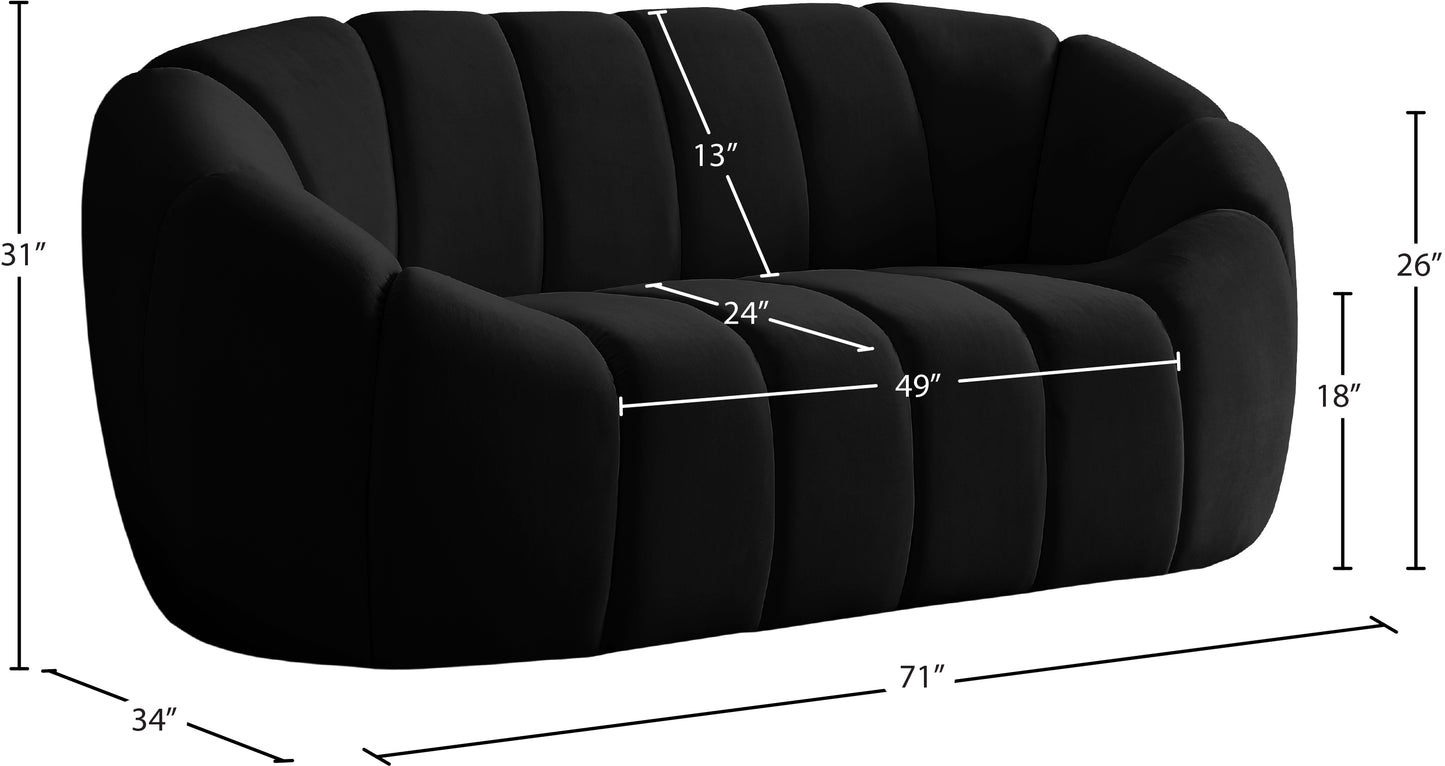 marcello black velvet loveseat l