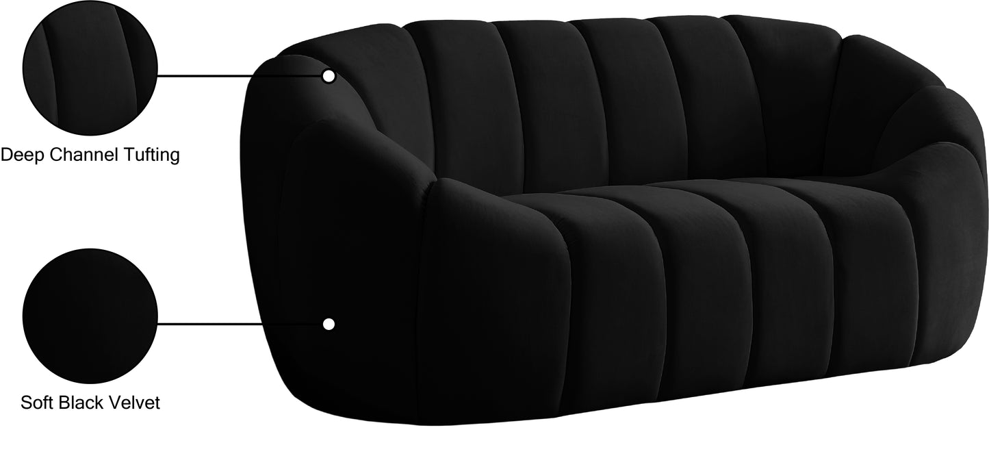 marcello black velvet loveseat l