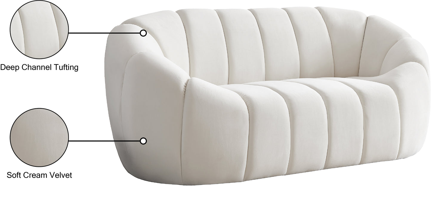 marcello cream velvet loveseat l