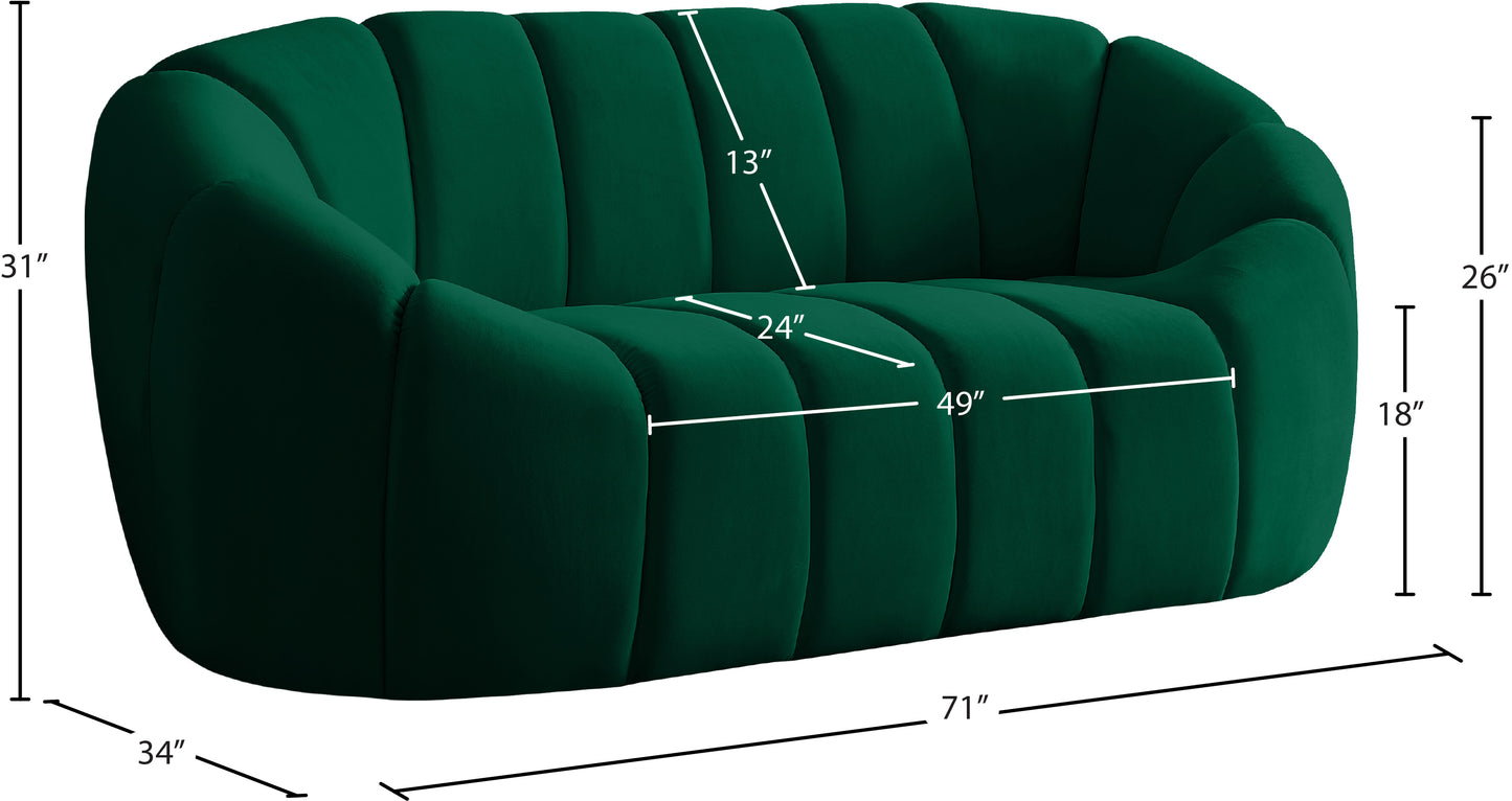 marcello green velvet loveseat l