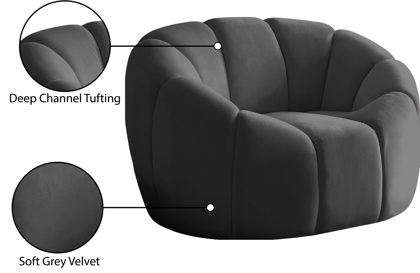 marcello grey velvet chair c