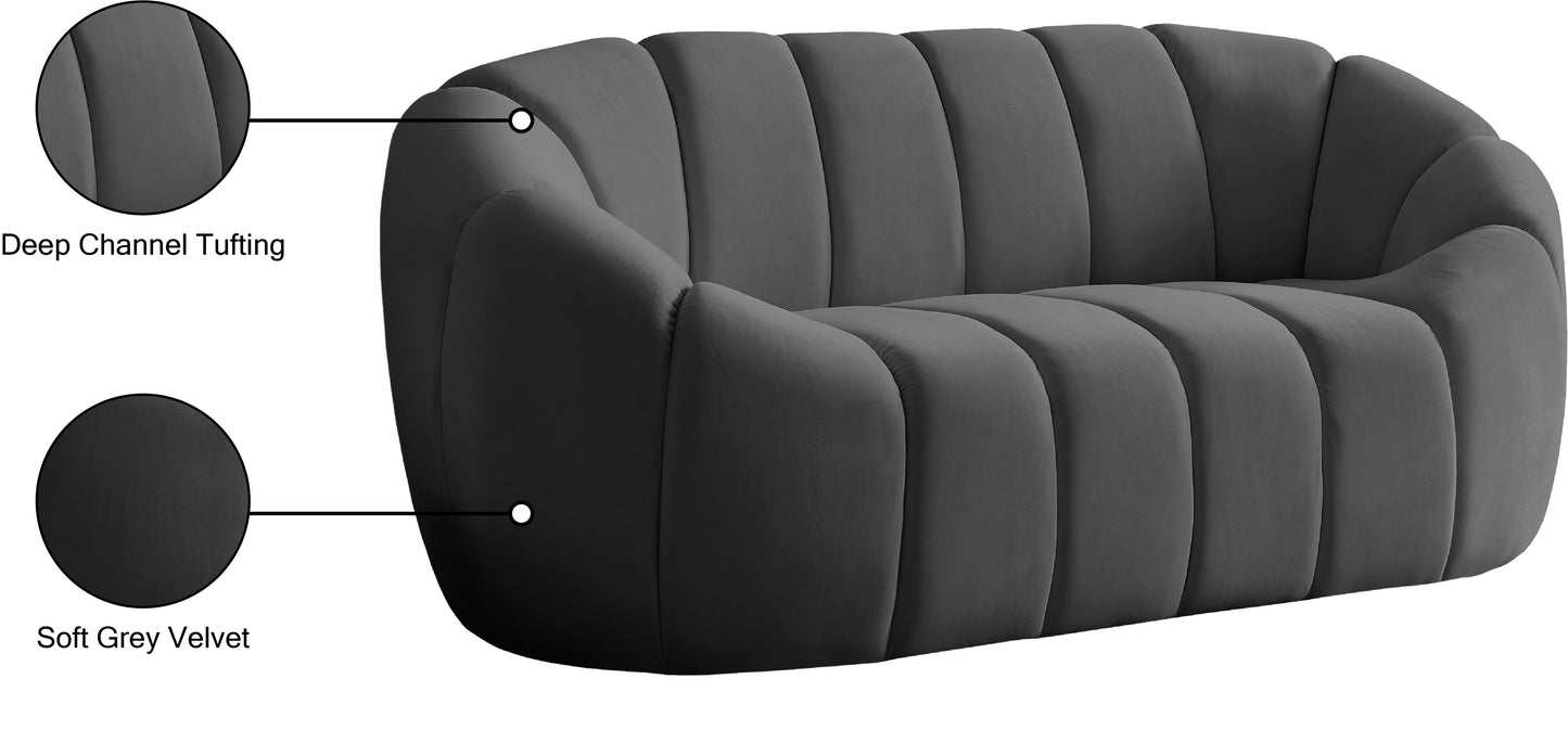 marcello grey velvet loveseat l