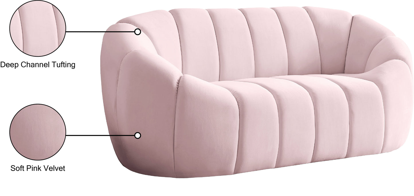 marcello pink velvet loveseat l