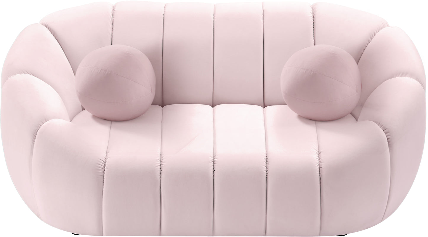 marcello pink velvet loveseat l