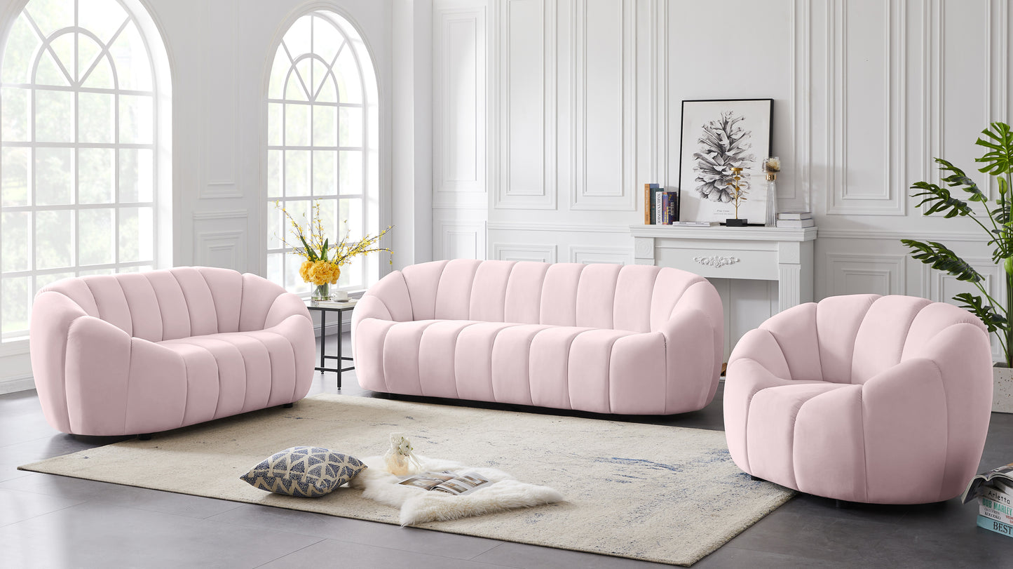 marcello pink velvet loveseat l