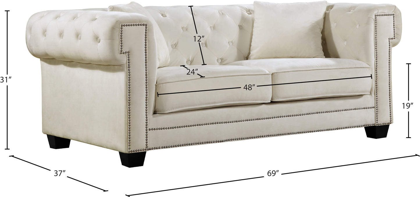 theo cream velvet loveseat l