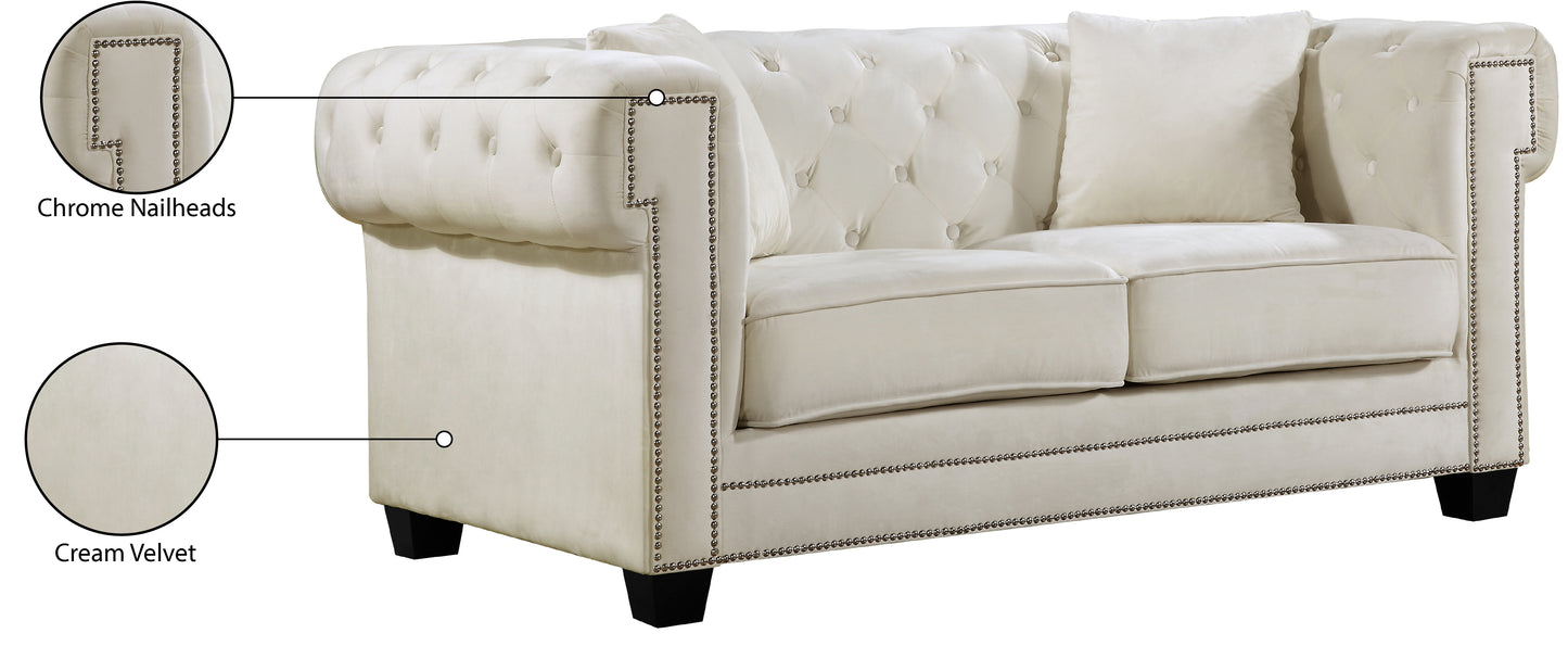 theo cream velvet loveseat l