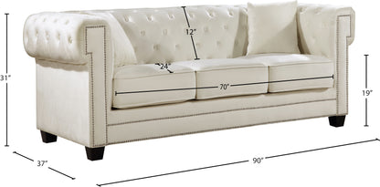 Theo Cream Velvet Sofa S