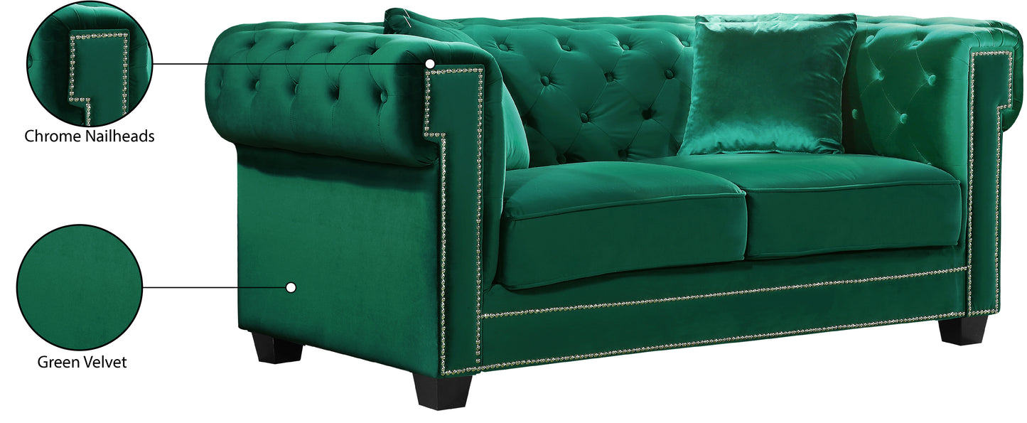 theo green velvet loveseat l