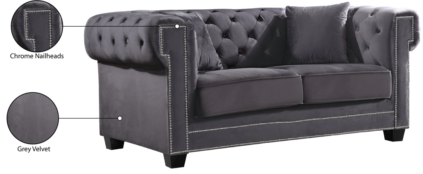 theo grey velvet loveseat l