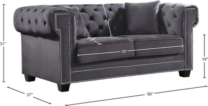 Theo Grey Velvet Sofa S