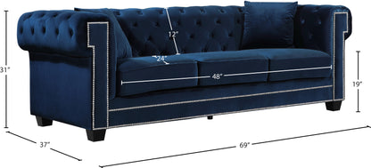 Theo Navy Velvet Loveseat L