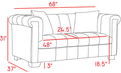 Rivet Cream Velvet Loveseat L