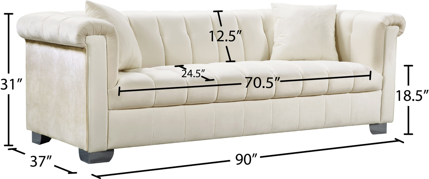 rivet cream velvet sofa s