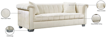 Rivet Cream Velvet Sofa S