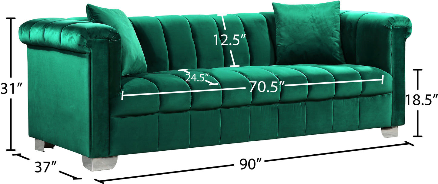 rivet green velvet sofa s