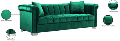 Rivet Green Velvet Sofa S