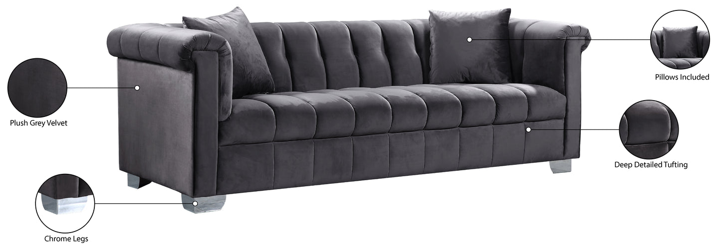 rivet grey velvet sofa s