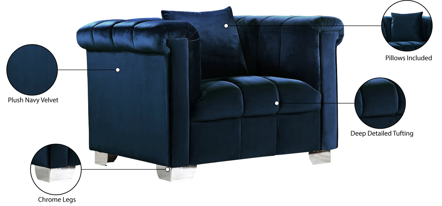 rivet navy velvet chair c