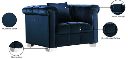 Rivet Navy Velvet Chair C