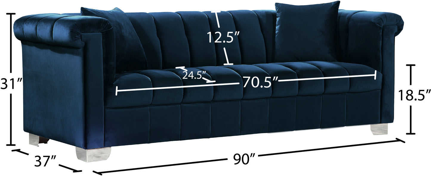 rivet navy velvet sofa s