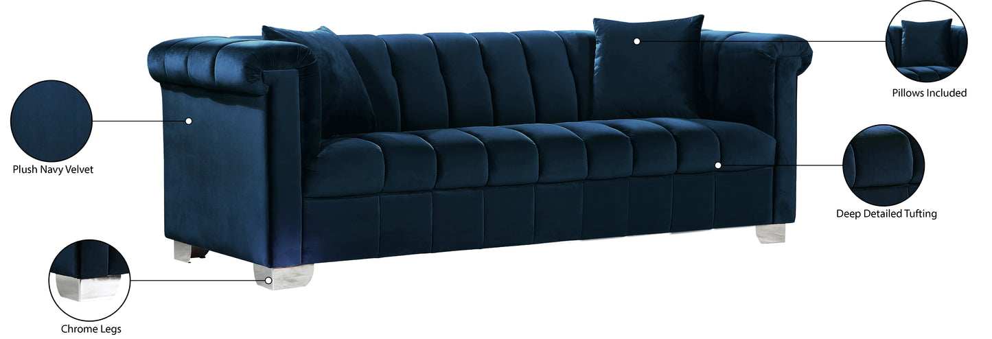 rivet navy velvet sofa s