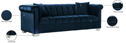 Rivet Navy Velvet Sofa S