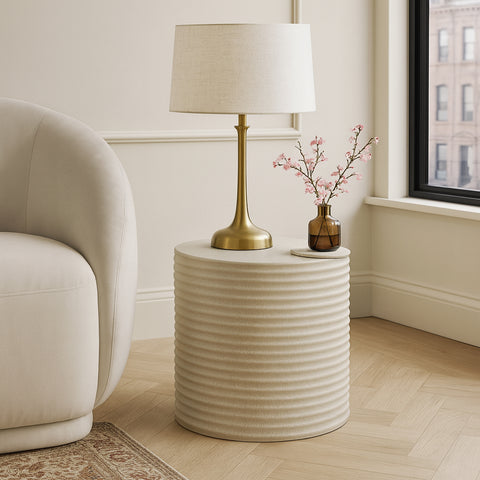 Monroe Beige Concrete Indoor/Outdoor End Table, 1 Piece