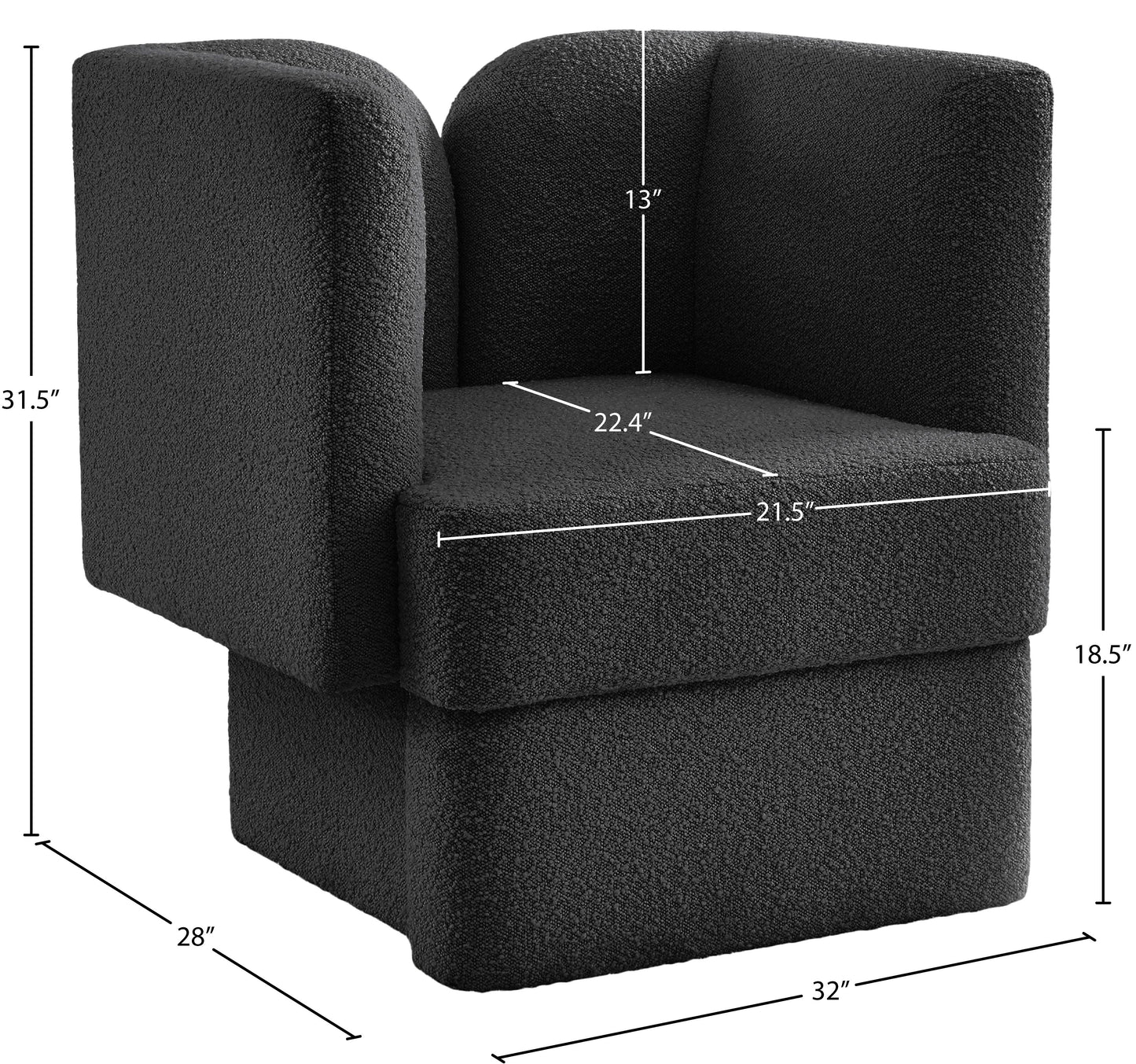 manchester black boucle fabric chair c