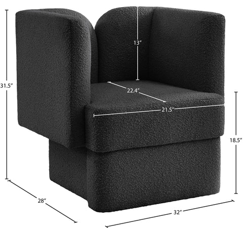 Arden Black Boucle Fabric Upholstered Chair, 1 Piece