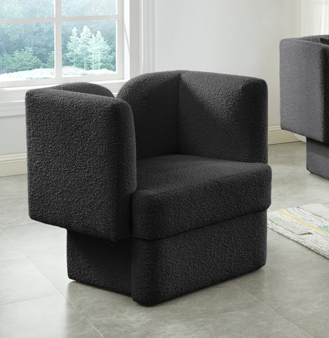Arden Black Boucle Fabric Upholstered Chair, 1 Piece