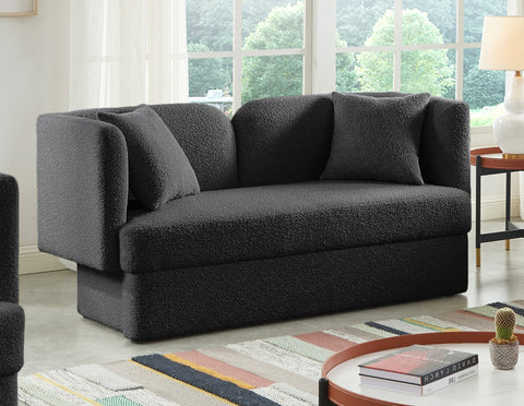Arden 68" Black Boucle Fabric Upholstered Loveseat, 1 Piece