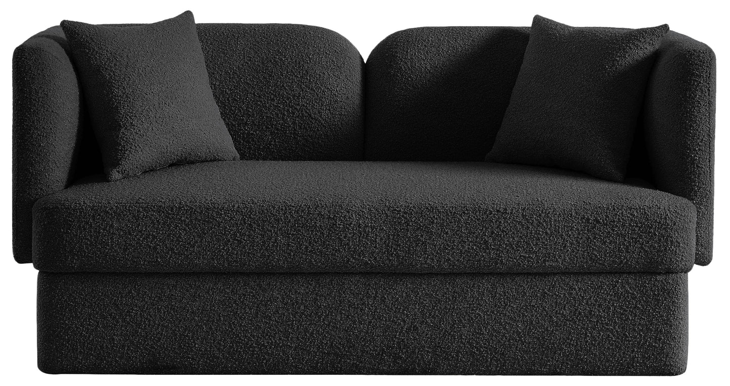 manchester black boucle fabric loveseat l