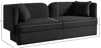 Manchester Black Boucle Fabric Sofa S