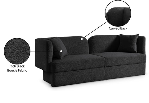 Arden 91" Black Boucle Fabric Upholstered Sofa, 1 Piece